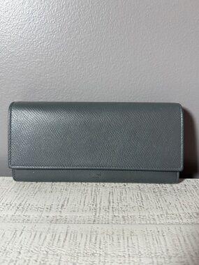 Celine Slate Gray Textured Leather Wallet Clutch